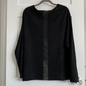 Sarah Pacini Boat Neck Sweater Black w Grey Stripe Drop Sleeves M